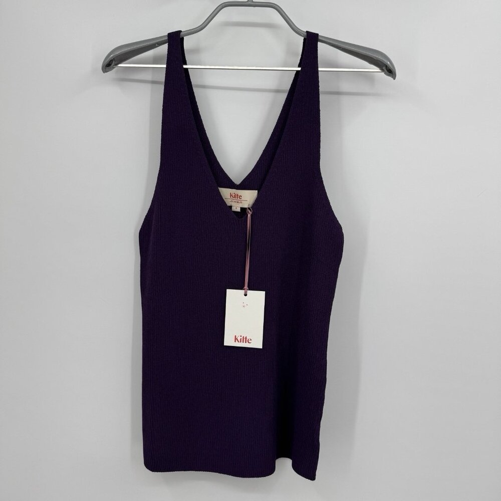 Kilte Collection The Katherine Rib Knit Tank Top size 3 L/XL Plum Purple Rayon